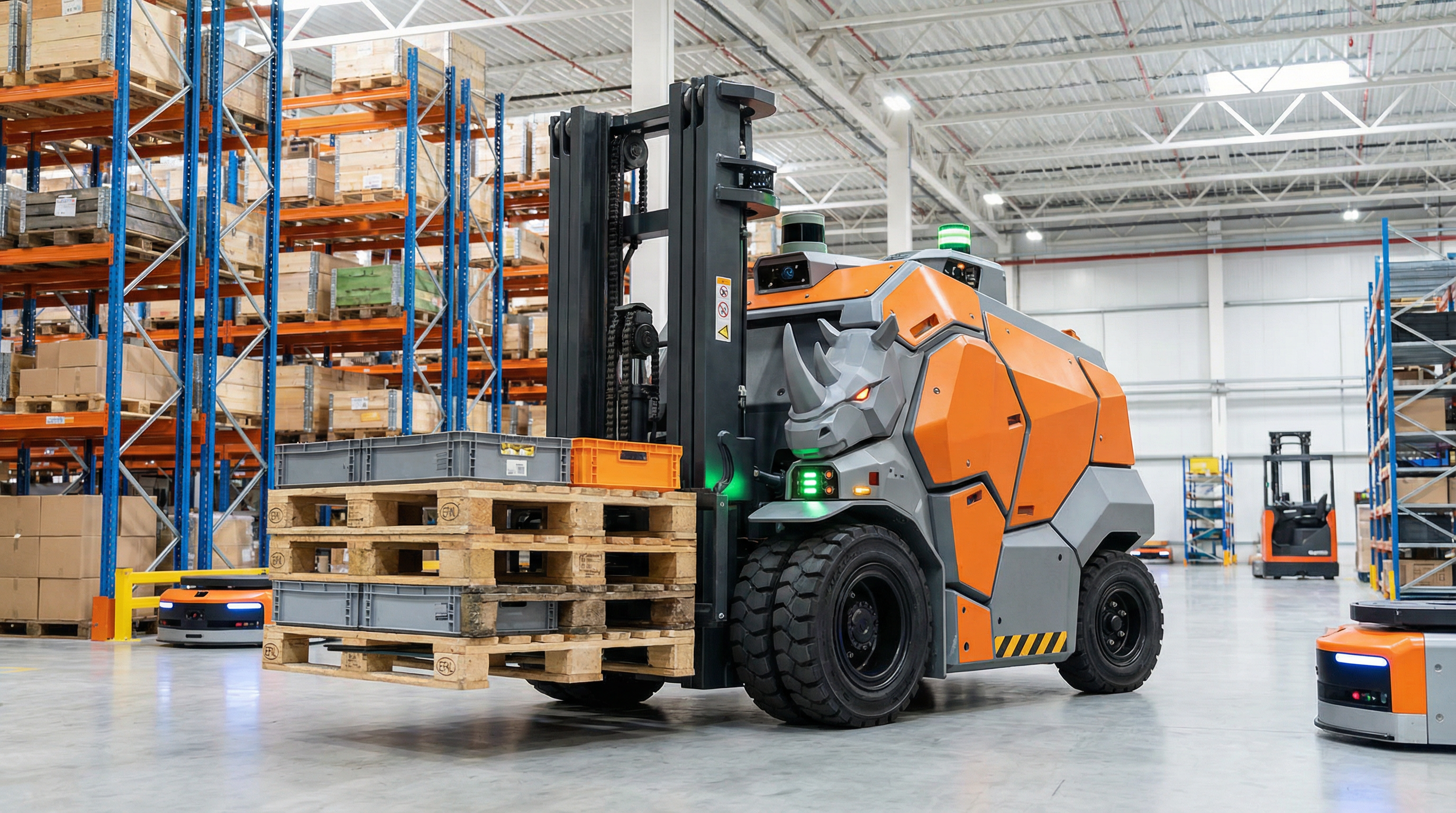 AI Rhinoceros Autonomous Forklift Physical AI Warehouse 2026