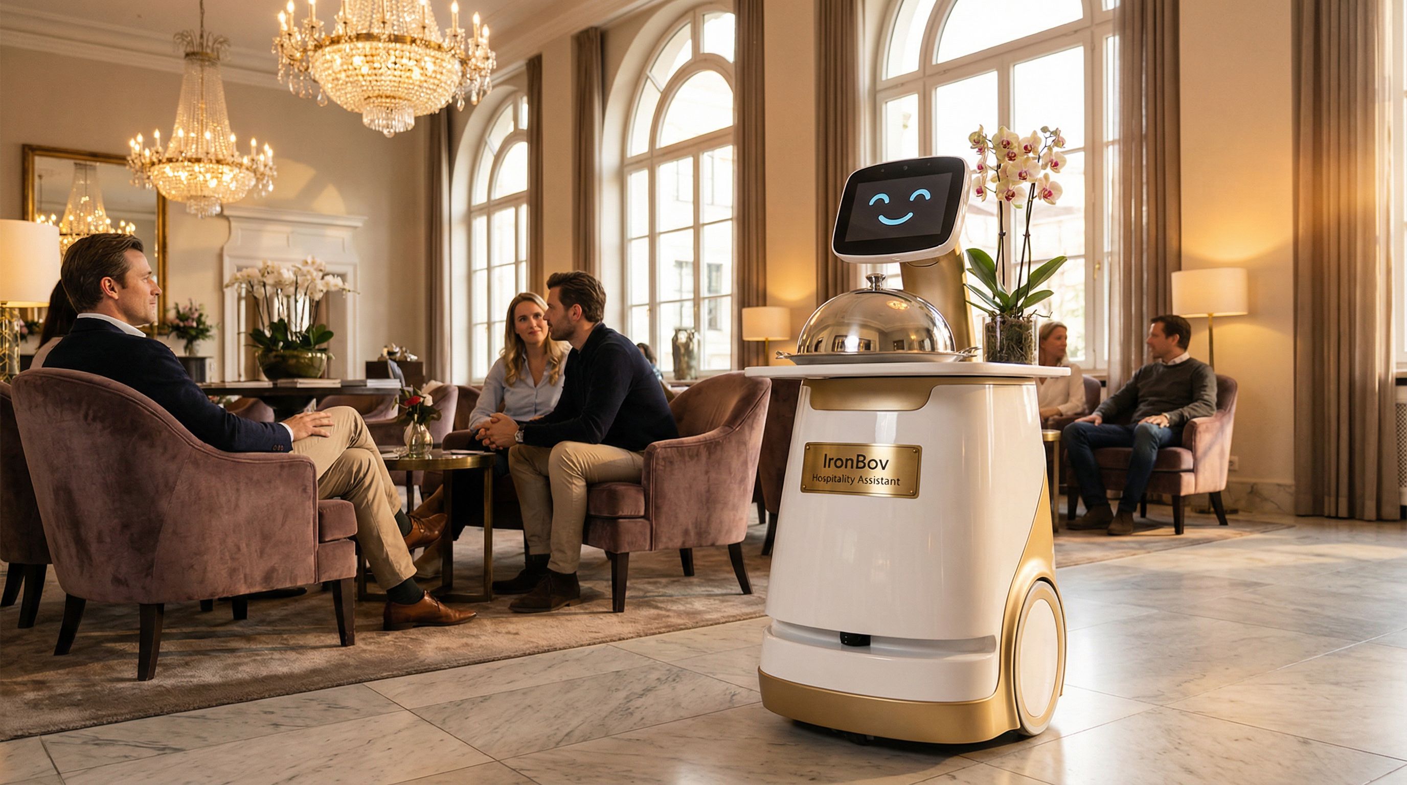AI IronBov Delivery Robot in hotel