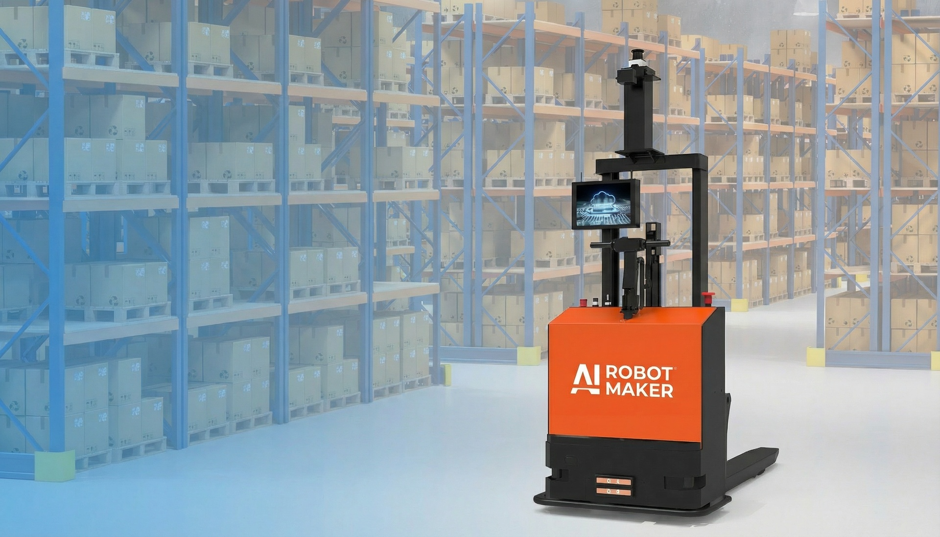 AI Mini Autonomous Forklift in warehouse operation